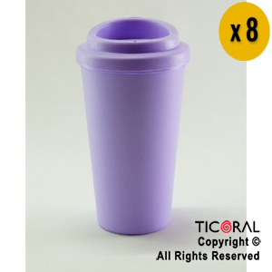 VASO TERMICO CAFE LILA PASTEL 300 CC X 8